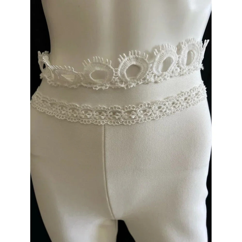 Women's Suit Matching Set 2 Pieces White Top + Flare Pants M - Picture 9 of 12